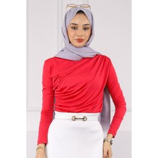 İmaj Butik Fuşya Önü Drapeli Sandy Bluz