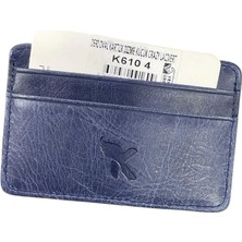 Karali Deri Oval Kartlık Dizme Küçük Crazy Lacivert K610-4