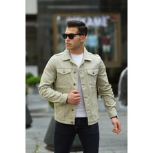 Erkek  Slim Fit Denim Kot Ceket