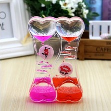 Aşkın Akışı Çift Kalpli Love You Sulu Kum Saati Şık Tasarım ile Evinize Değer Katar