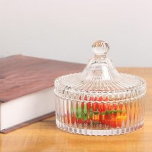 Kristal Desenli, Kapaklı Cam Şekerlik (12,5X10 Cm)