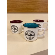 Kupa Bardak Porselen 3'lü 250 ml Bordo ve Yeşil