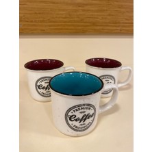 Kupa Bardak Porselen 3'lü 250 ml Bordo ve Yeşil