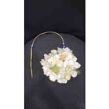 Asmalık Yapay Çiçek Top Nazar Boncuk Nazarlık El Yapım Hobi Gelin 15CM Beyaz Bahçelik 1 Adet