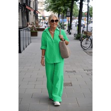 Keten Günlük Yeşil Ikili Takım Alt Üst