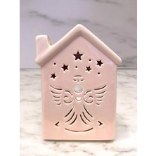 Seramik Bereket Getiren Melek Tasarımlı Buhurdanlık Pembe Renk