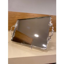 Tepsi Döküm Pirinç Gümüş Kulplu Buyukboy 39X26 cm