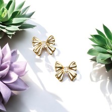Wig Zirkon Taş Detaylı Fiyonk Gold Küpe
