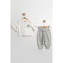 Çiçekli Müslin Pantolonlu Kız Bebek Takımı %100 Pamuk (9-12-18 Ay) - Şık ve Rahat Günlük Set