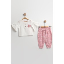 Çiçekli Müslin Pantolonlu Kız Bebek Takımı %100 Pamuk (9-12-18 Ay) - Şık ve Rahat Günlük Set