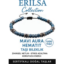 Sertifikalı Aaa+ Terahertz ve Mavi Aura Hematit Ince Model Bileklik – Aura Koruma