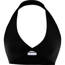Büzgülü Siyah Crop Top