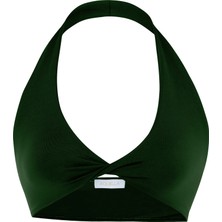 Büzgülü Haki Crop Top