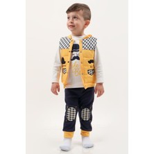 Bıyıklı Şişme Yelekli Erkek Bebek 3’lü Takım – Pamuklu ve Renkli (6-12 Ay)