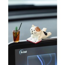 Kitap Okuyan Kedi Mini Figür