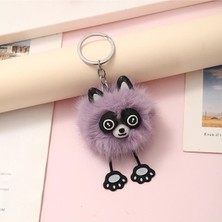 Peluş Rakun Anahtarlık - Lila