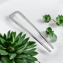 Marchen Collection Kadınlar Için Gümüş , Altın Renk Metal Ince 10*2,5 cm Saç Toplama Topuz Tokası 2'li