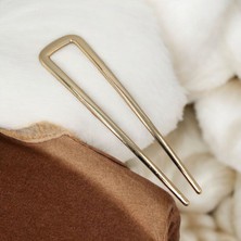 Marchen Collection Kadınlar Için Gümüş , Altın Renk Metal Ince 10*2,5 cm Saç Toplama Topuz Tokası 2'li