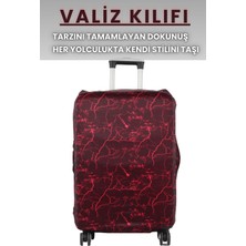 Esnek Likralı Yıkanabilir Dayanıklı Valiz Kılıfı Koruyucu Büyük Orta Küçük Boy Mermer Desen