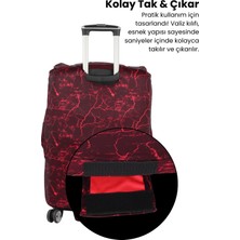 Esnek Likralı Yıkanabilir Dayanıklı Valiz Kılıfı Koruyucu Büyük Orta Küçük Boy Mermer Desen