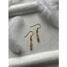 Minimal Kahve Sedef Taşı Altın Kaplama Sallantı Küpe