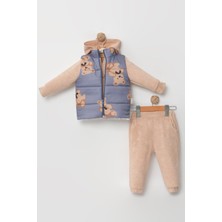 Mini Baray Mikro Şişme Yelekli Ayı Desenli Erkek Bebek Takımı – Yumuşak Pamuk (9-18 Ay)