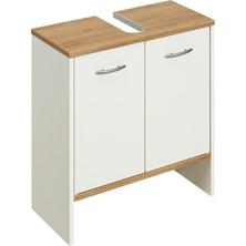 Modern Beyaz Ceviz Renk Lavabo Altı Banyo Dolabı Ayaklı Lavabo Dolabı