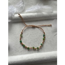 Minimal Yeşil Akik Taşı Bileklik & Halhal