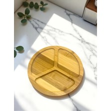 Home Bambu Ahşap Yuvarlak 3 Bölmeli Sunum Tabağı Çerezlik, Sunumluk
