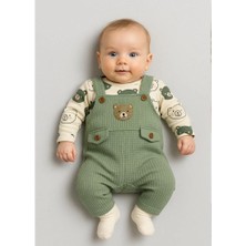 Milays Ayıcık Nakışlı Bebek Tulum Çorap Hediyeli %100 Pamuk