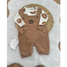 Milays Ayıcık Nakışlı Bebek Tulum Çorap Hediyeli %100 Pamuk