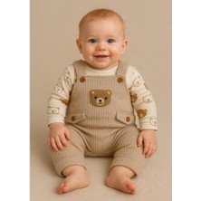 Milays Ayıcık Nakışlı Bebek Tulum Çorap Hediyeli %100 Pamuk