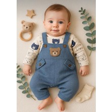 Milays Ayıcık Nakışlı Bebek Tulum Çorap Hediyeli %100 Pamuk