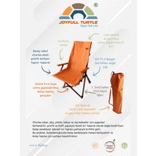 Joyfull Turtle Ahşap Kayın-  Katlanır Kamp Kollu Sandalye Ve Masa Seti - Koyu Ceviz Iskelet - Turuncu Kılıf - Turuncu Çanta