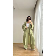 Gofre Kumaş Uzun Kimono Pantolon Takım