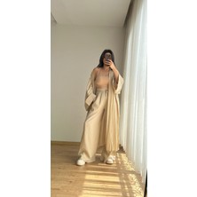 Gofre Kumaş Uzun Kimono Pantolon Takım