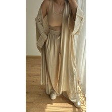 Gofre Kumaş Uzun Kimono Pantolon Takım
