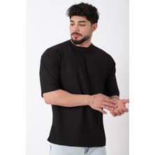 Çizgili Oversize Bisiklet Yaka Tişört STU-2452_30463