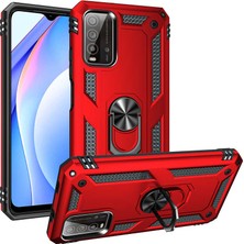 Spia Xiaomi Poco M3 Kılıf Kırmızı Panther Yüzüklü Silikon Orijinal Esnek Ince Geliştirilmiş Dayanıklı Darbe Karşıtı Koruyucu Yeni Nesil Tasarım (Xiaomi Poco M3, Kırmızı)