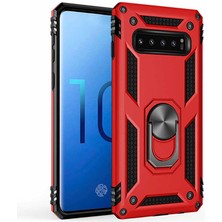 Spia Samsung Galaxy S10 Kırmızı Panther Yüzüklü Silikon Orijinal Esnek Ince Geliştirilmiş Dayanıklı Darbe Karşıtı Koruyucu Yeni Nesil Tasarım (Samsung Galaxy S10, Kırmızı)