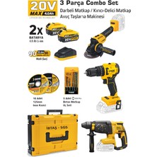 SGS5450 20 Volt 4 Amper Akülü Vidalama Matkap - Kırıcı Delici - Avuç Taşlama Combo Set 3 Parça
