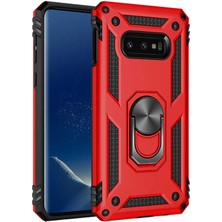 Spia Samsung Galaxy S10E Kırmızı Panther Yüzüklü Silikon Orijinal Esnek Ince Geliştirilmiş Dayanıklı Darbe Karşıtı Koruyucu Yeni Nesil Tasarım (Samsung Galaxy S10E, Kırmızı)