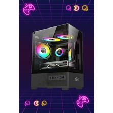Vesta Siyah 400W Psu 5x Raınbow Fanlı Oyuncu Kasası Mikroatx -Boş Kasa