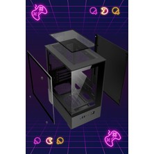 Vesta Siyah 400W Psu 5x Raınbow Fanlı Oyuncu Kasası Mikroatx -Boş Kasa