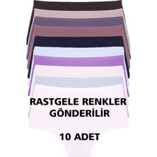 Nicoletta Kadın Külot 10'lu Paket Yüksek Bel Pamuklu Likrali Rastgele Karışık Renkli Esnek Tasarım
