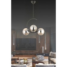 Mediterian Şık 3'lü metal avize, modern tasarım, 45x15 cm, mutfak ve salon dekoru için ideal