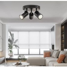 Mediterian Şık Üçlü Metal Tavan Avizesi, LED Ampul, Modern Tasarım, Siyah, 20x60 cm