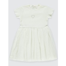 Civil Girls Kız Çocuk Elbise 6-9 Yaş Ekru