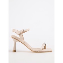 F By Fabrika Bej Kadın Topuklu Sandalet Brıgıd