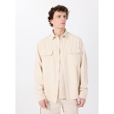 Mustang Relaxed Bej Düz Erkek Gömlek M5SM-GML1080